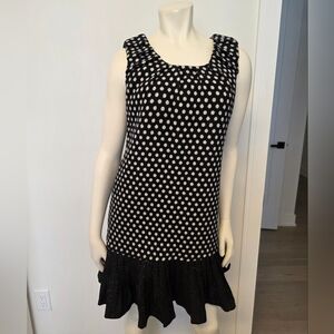 Yumi Warm Felt Polka Dot Midi Dress With Pleated Skirt S